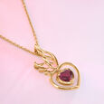 Winged Heart 14KT Gold Pink Garnet Pendant,,hi-res view 1