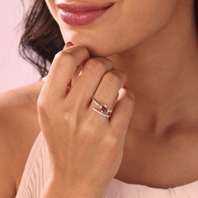 Bordeaux Bliss 14KT Gold & Diamond Ring,,hi-res image number null