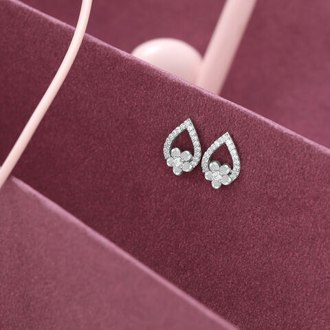 Floral Embrace Silver Stud Earrings