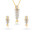Diamond Vines and Pearly Drops Pendant Set,,hi-res view 1