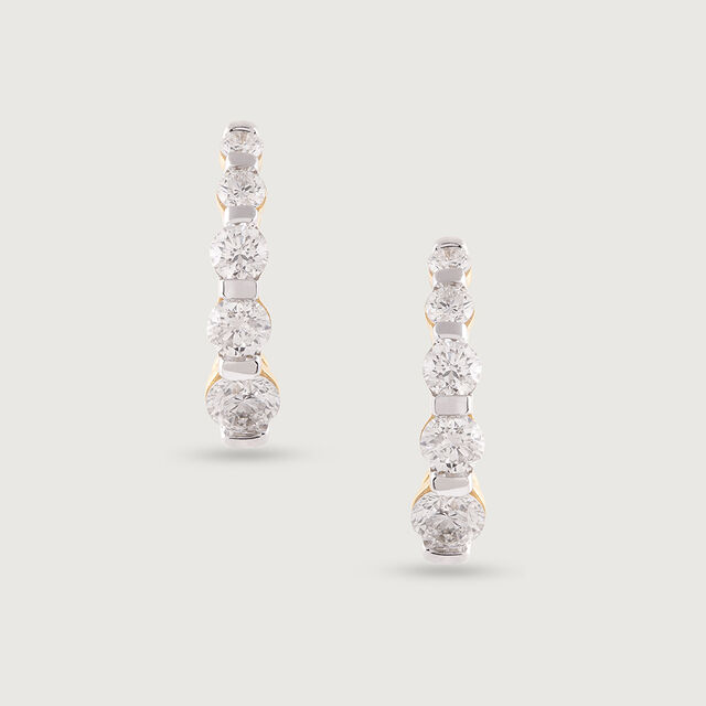 Radiant Shimmer Gold & Diamond Hoop Earrings,,hi-res image number null