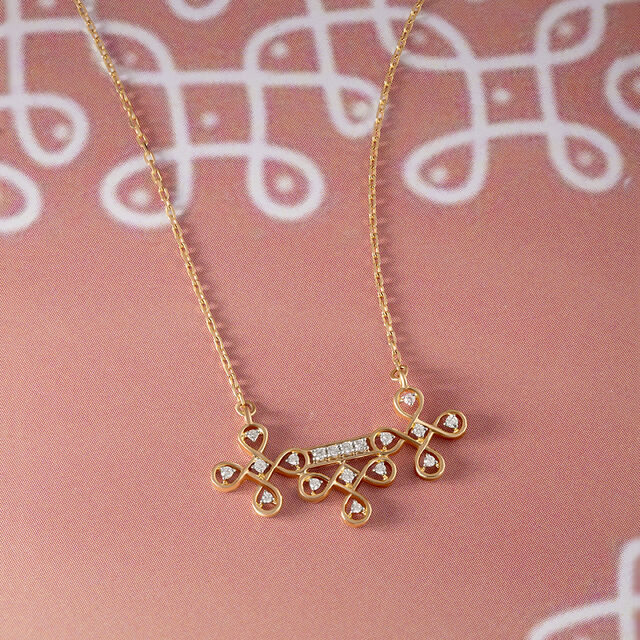 Kollam Sparkle Gold and Diamond Necklace,,hi-res image number null