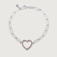 Heart Link Silver Bracelet,,hi-res view 2
