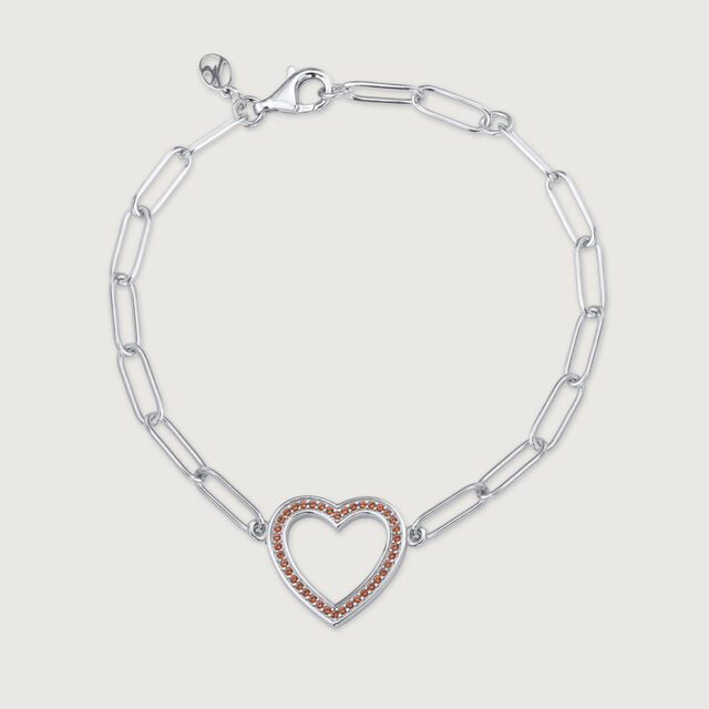 Heart Link Silver Bracelet,,hi-res image number null