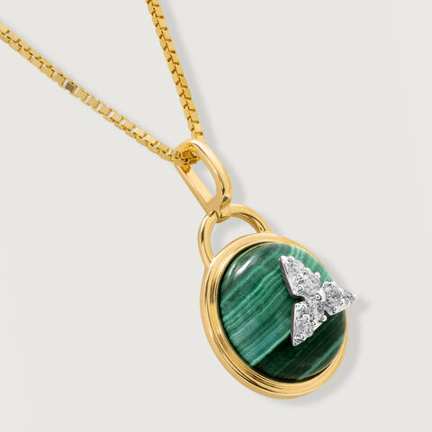 Green Goddess 14KT Diamond and Malachite Pedant