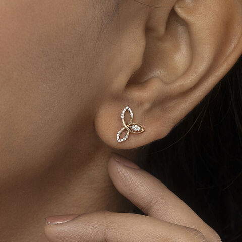 Loop Elegance Gold & Diamond Stud Earrings