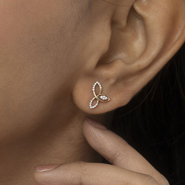 Loop Elegance Gold & Diamond Stud Earrings,,hi-res image number null