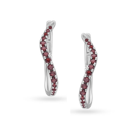 925 Silver Dainty Stud Earrings with Garnets