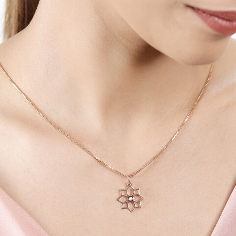 14KT White and Rose Gold Striking floral Diamond Pendant