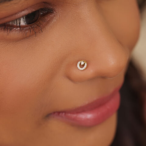 14KT Yellow Gold Diamond Nose Pin