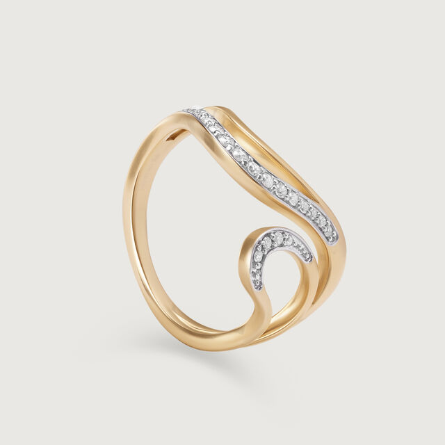 Eternal Wave 14 Kt Gold & Diamond Finger Ring,,hi-res image number null