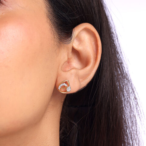 Glistening Teardrop Gold & Diamond Stud Earrings