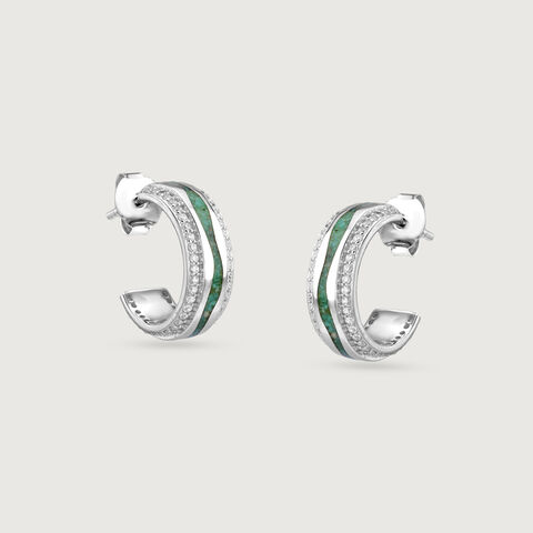 Mosaic Magic Silver Hoop Earrings