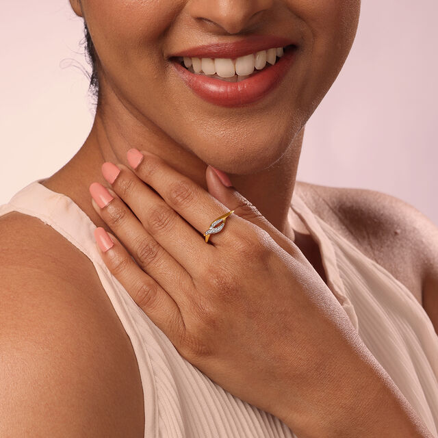 Wavelit Leaves 14 Kt Gold & Diamond Ring,,hi-res image number null