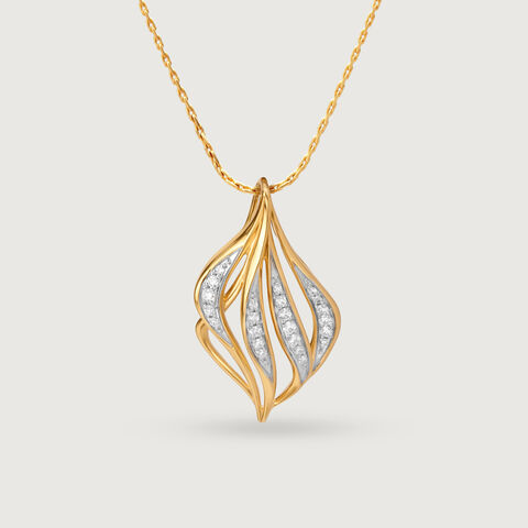Draped Elegance 14 Kt Gold & Diamond Pendant