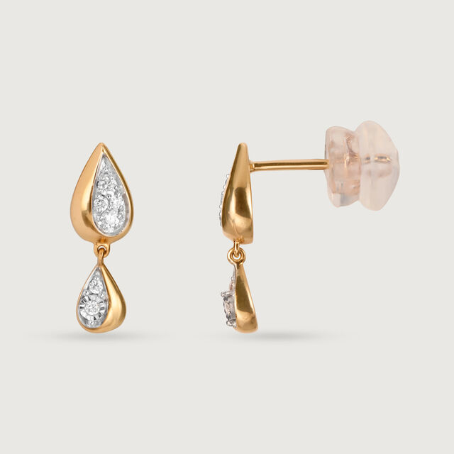 Teardrop Whisper 14 Kt Gold & Diamond Drop Earrings,,hi-res image number null