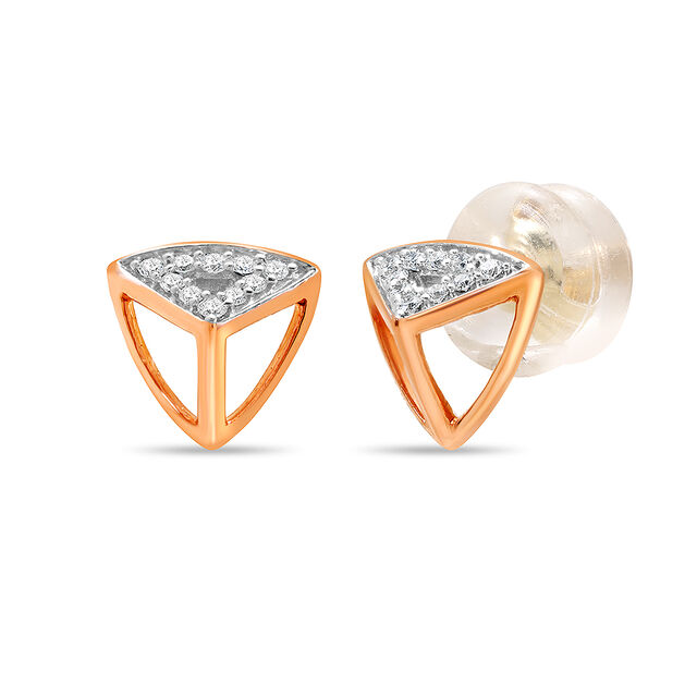 14kt White And Rose Gold Diamond Stud Earrings,,hi-res image number null