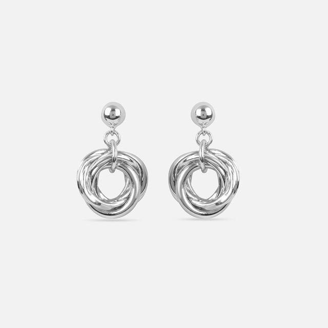 Twisted Loop Silver Drop Earrings,,hi-res image number null