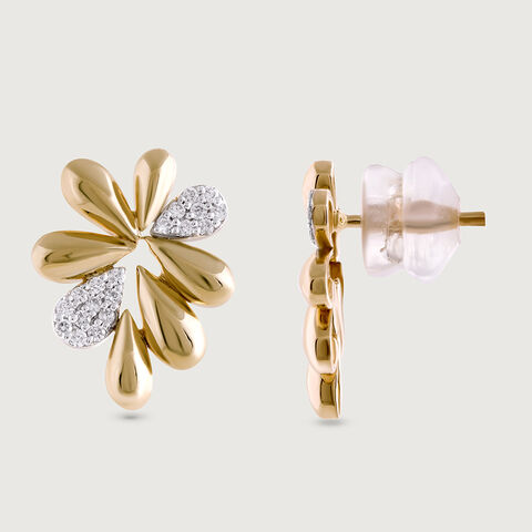 Floral Sparkle Gold & Diamond Stud Earrings