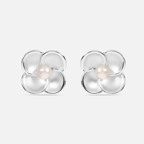 Bloom Pearl Silver Stud Earrings