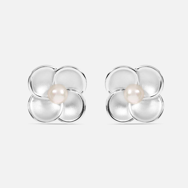 Bloom Pearl Silver Stud Earrings,,hi-res image number null