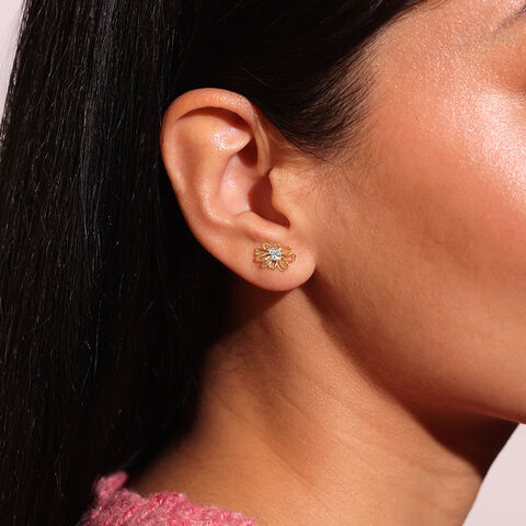 Doodle Flower Diamond Stud Earrings