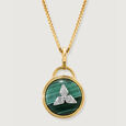 Green Goddess 14KT Diamond and Malachite Pedant,,hi-res view 3