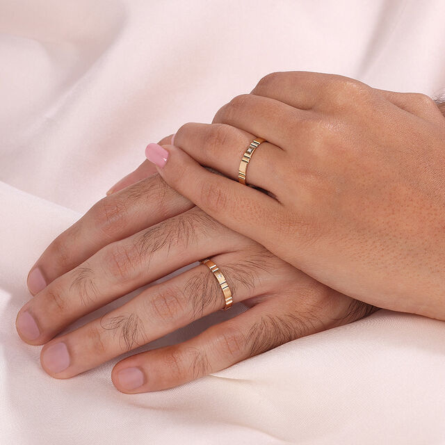 Togetherness Band 18KT Gold & Diamond Couple Ring-Single Piece,,hi-res image number null