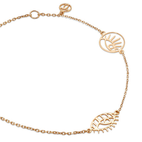 14KT Yellow Gold Multi Charm Evil Eye Bracelet