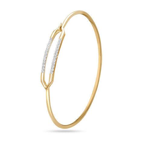14KT Yellow Gold Dazzling Geometric Diamond Bangle