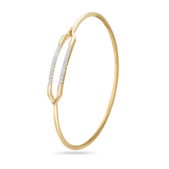 14KT Yellow Gold Dazzling Geometric Diamond Bangle,,hi-res image number null