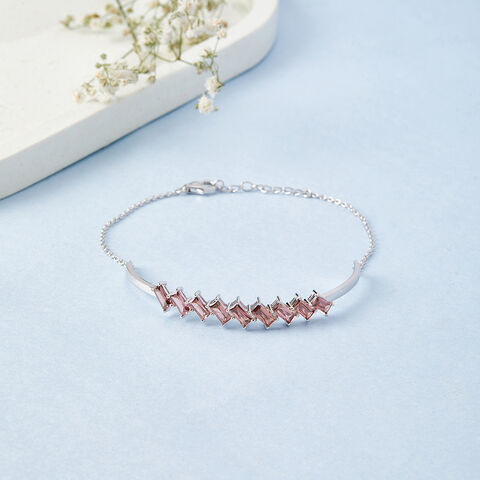 Gleaming Garnet Silver Bracelet