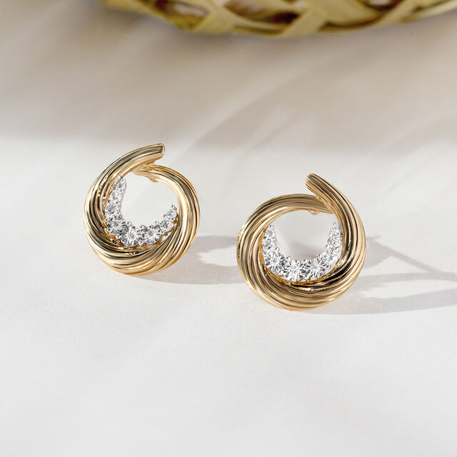 Basketry Bliss Gold and Diamond Stud Earrings,,hi-res image number null