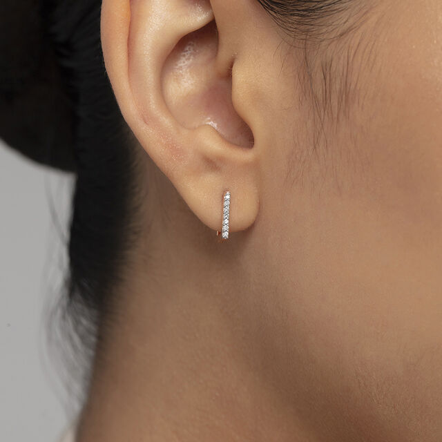 Gleaming Elegance Gold & Diamond Hoop Earrings,,hi-res image number null