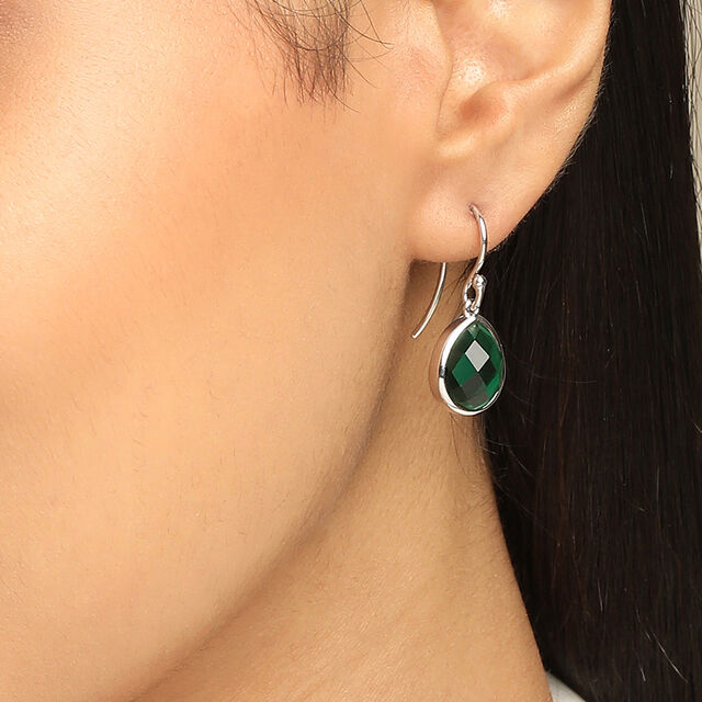 Verdant Glow Silver Hoop Earrings,,hi-res image number null