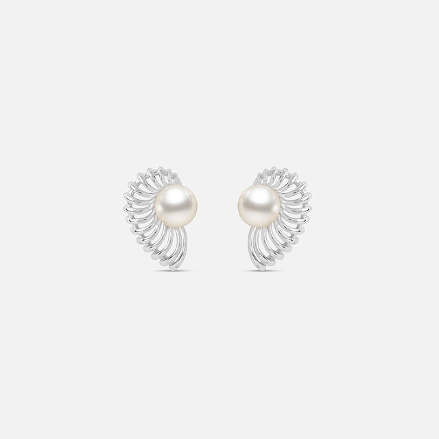 Luminous Pearl Silver Stud Earrings,,hi-res image number null