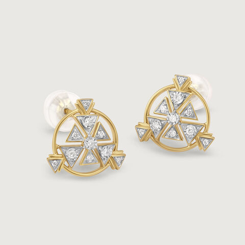 Shimmering Skyline Cluster 14KT Diamond Stud Earrings