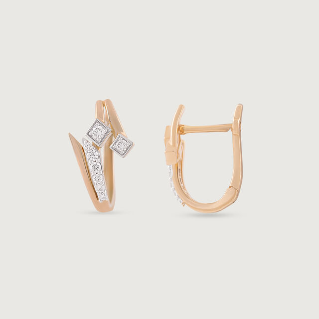 Groovy Glimmer Gold & Diamond Hoop Earrings,,hi-res image number null