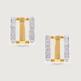 Sleek Dual-Bar Gold & Diamond Stud Earrings,,hi-res view 3