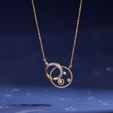Cosmic Whirl 14KT Diamond Pendant with Chain