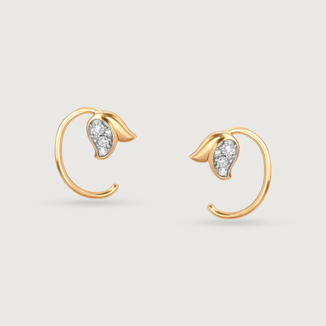 Chic Tulip 14 Kt Gold & Diamond Stud Earrings,,hi-res image number null