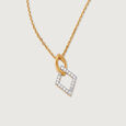 Geometric Frame Gold & Diamond Pendant,,hi-res view 4