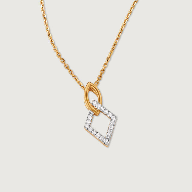 Geometric Frame Gold & Diamond Pendant,,hi-res image number null