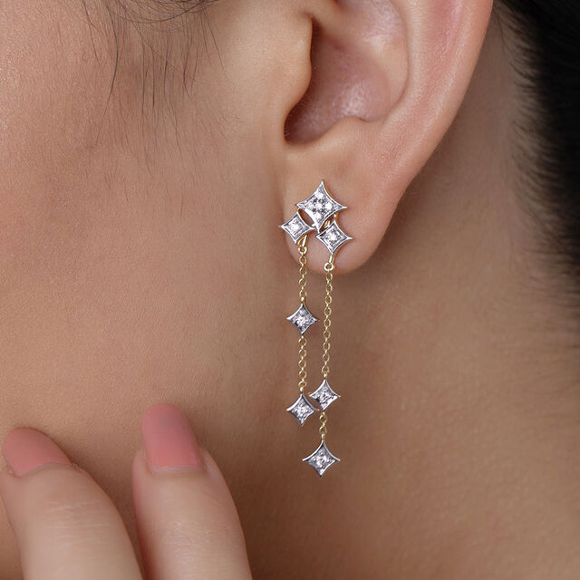 Starlit Cascade Gold & Diamond Drop Earrings,,hi-res image number null