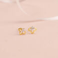 Lucky Clover 14 Kt Gold and Diamond Stud Earrings,,hi-res view 1
