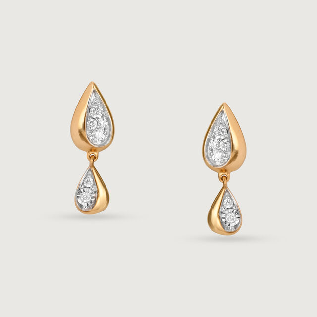 Teardrop Whisper 14 Kt Gold & Diamond Drop Earrings,,hi-res image number null