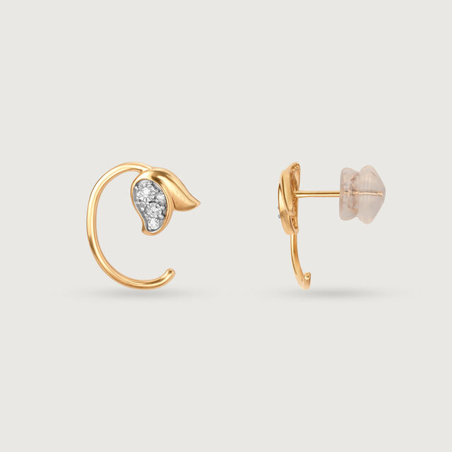 Chic Tulip 14 Kt Gold & Diamond Stud Earrings,,hi-res image number null