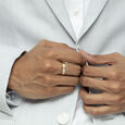 Gridlocked Style Gold & Diamond Finger Ring for Men,,hi-res view 1