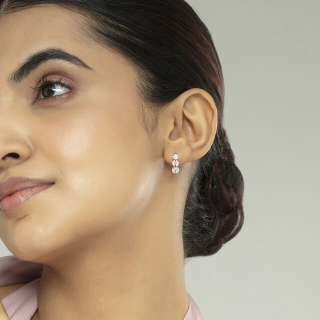 Twist Elegance Gold & Diamond Hoop Earrings,,hi-res image number null