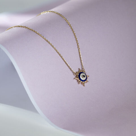Luminous Luck Evil Eye Gold Pendant with Chain